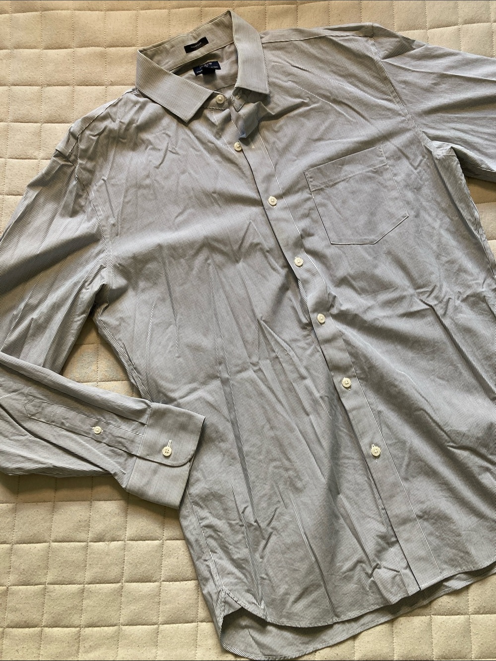 J. Crew Men's Light Gray/Blue Pinpoint Oxford Dress Shirt